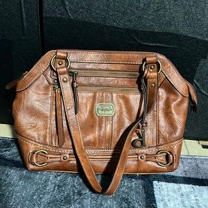 Womens Faux Leather Convertible Satchel Handbag